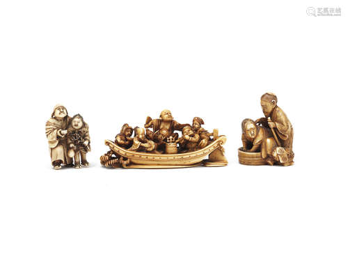 Meiji/Taisho Period A group of seven ivory netsuke