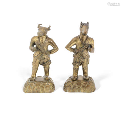 Two gilt-bronze 'zodiac' figures