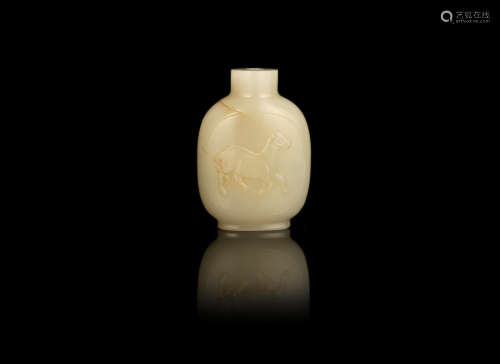 A white jade 'horse' snuff bottle