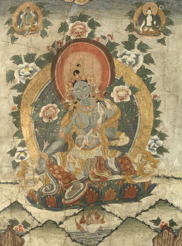 Tibet, 19th century  A thangka of Green Tara