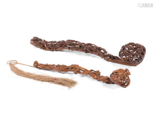 Qing Dynasty Two boxwood ruyi sceptres