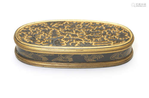 18th century A 'Sawasa ware' parcel-gilt box and hinged cover