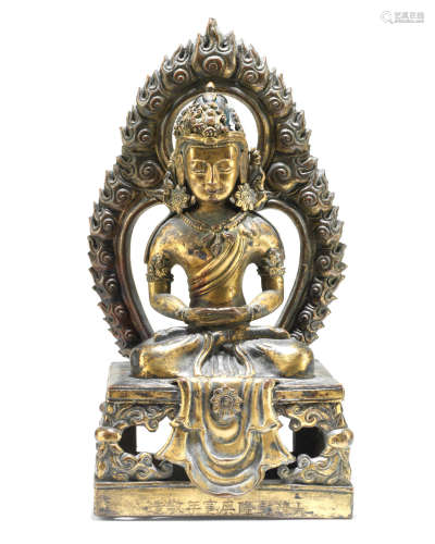 Qianlong nine-character mark and of the period A gilt-bronze figure of Amitayus