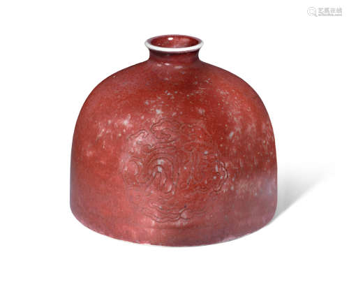 Kangxi six-character mark, Late Qing Dynasty A peach bloom-glazed water pot, taibaizun