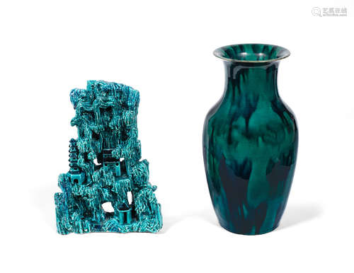 Kangxi A turquoise glazed mountain group