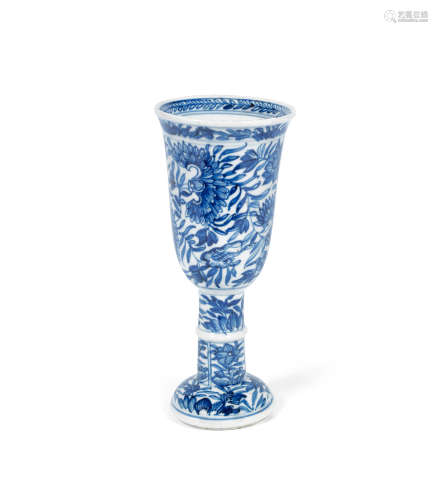 Kangxi A blue and white 'European glass-shape' goblet