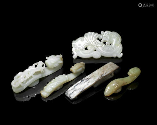 17th/18th century and later Five various jade carvings