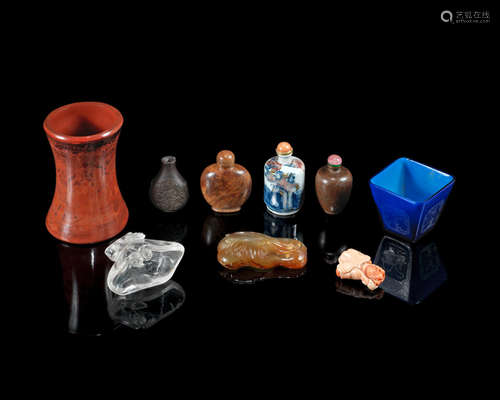 19th century and later A varied group of snuff bottles and hardstone and glass items