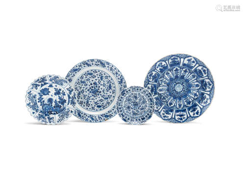 Kangxi A varied group of three blue and white dishes