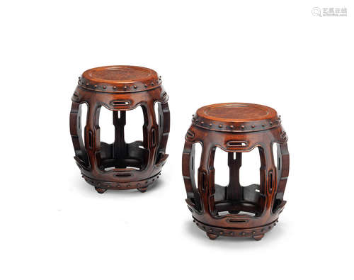 19th century A pair of hongmu barrel seats