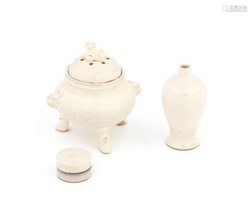 17th/18th century Three soft-paste white-glazed scholars objects