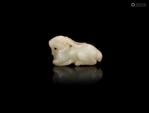 A pale green jade carving of a ram