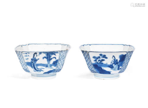 Chenghua six-character marks, Kangxi A pair of blue and white square bowls