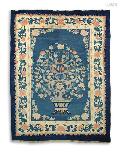 19th century A blue-ground wool carpet