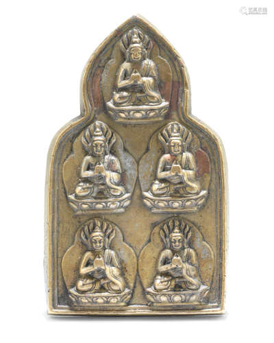 19th century A bronze Buddhist votive plaque