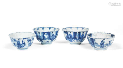 Kangxi Two pairs of blue and white bowls
