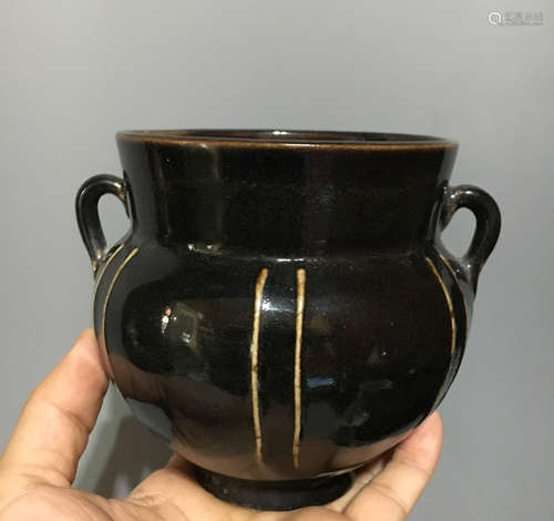 A SHANXI KILN BLACK GLAZED JAR