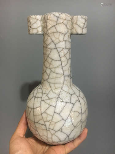 A GE KILN TUBE EAR VASE