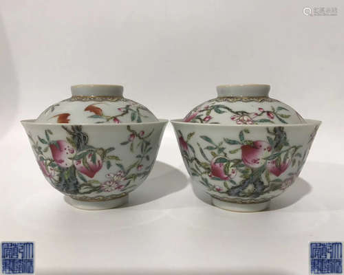 PAIR OF QIANLONG MARK FAMILE-ROSE BOWLS