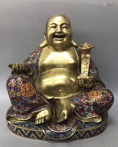 BRONZE HAPPY BUDDHA FIGURE