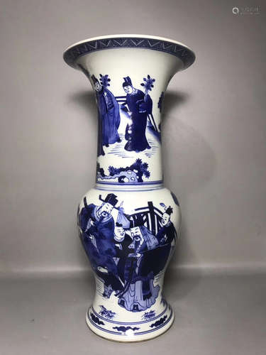 A FU LU SHOU SUBJECT BLUE&WHITE VASE