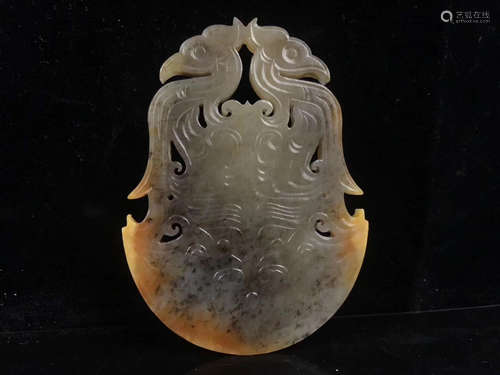 HETIAN JADE PENDANT WITH PHONEIX DESIGN