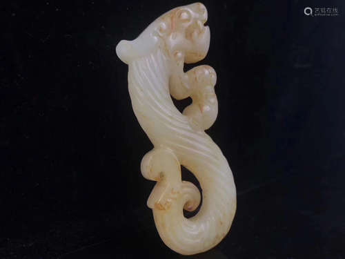 ANCIENT HETIAN JADE HAND PIECES WITH DRAGON DESIGN