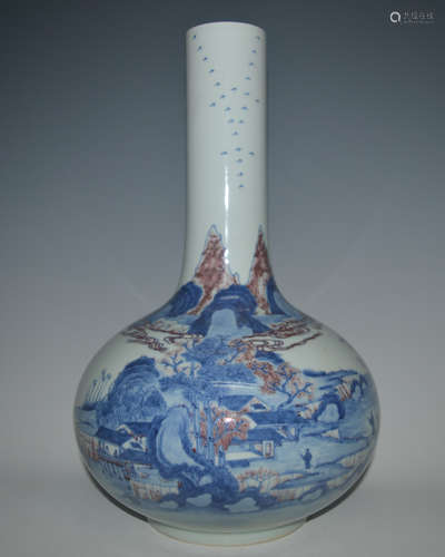 BLUE&WHITE RED GLAZED VASE