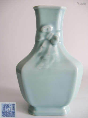 A PINK CELADON-GLAZED VASE WITH QIANLONG MARK