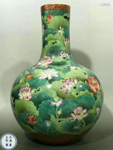 A YONGZHENG MARK IRON-RED BOTTLE VASE