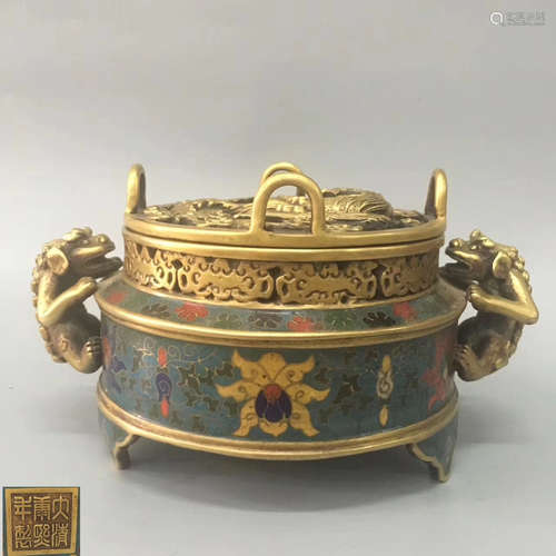 A GILT BRONZE CENSER WITH JIAQING NIANZHI MARK