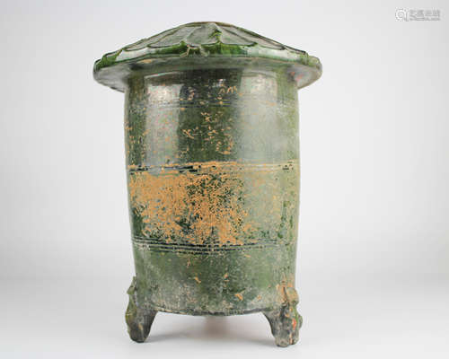 HAN A GREEN-GLAZED TRIPOD JAR