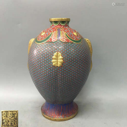 QIANLONG NIANZHI MARK FILIGREE ENAMEL VASE