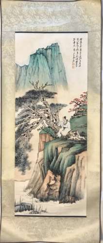 A CHINSE SCROLL PAINTING OF LANDSCAPE