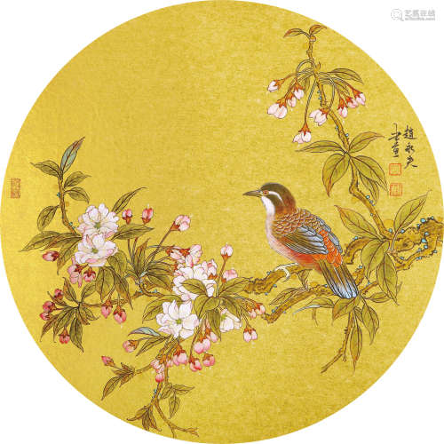 赵永夫（b.1982） 花鸟 设色纸本 硬卡