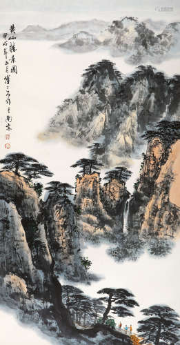 傅二石（1936-2017） 1994年 作 黄山胜景图 设色纸本 立轴