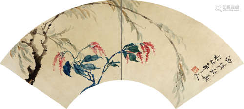 徐世昌（1855-1939） 池塘秋兴 设色纸本 硬片