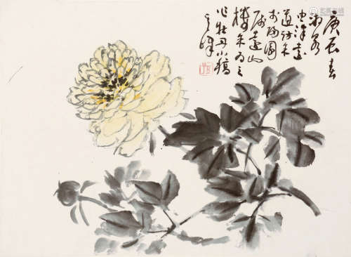 孙其峰（b.1920） 2000年 作 牡丹 设色纸本 镜心