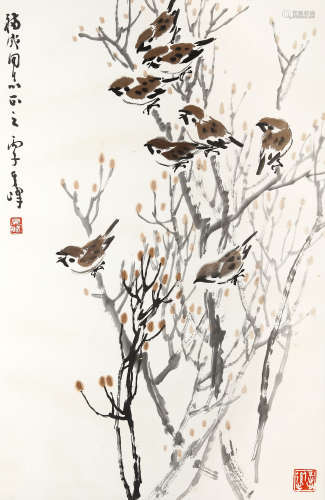 孙其峰（b.1920） 1996年 作 春之声 设色纸本 镜框