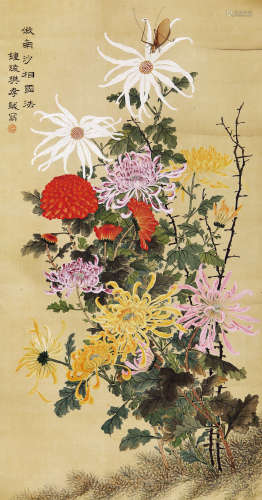 樊孝鉞（民国） 花团锦簇 设色绢本 立轴
