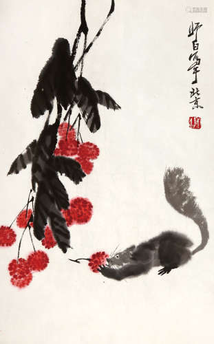 娄师白（1918-2010） 大吉大利 设色纸本 托片