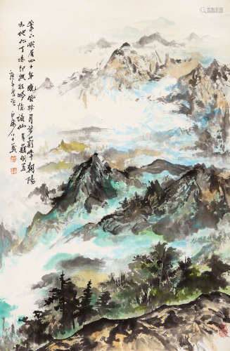 刘止庸（1910-1996） 1990年 作 峨眉晚风 设色纸本 立轴