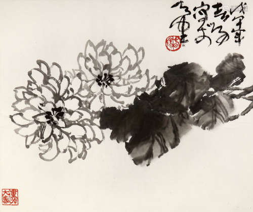 霍春阳（b.1946） 1978年 作 墨菊 水墨纸本 镜心