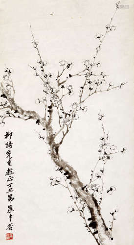 侯中谷（1890-1955） 1937年 作 墨梅 水墨纸本 镜心