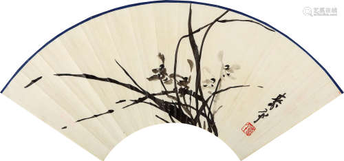 董寿平（1904-1997） 兰草 设色纸本 镜框