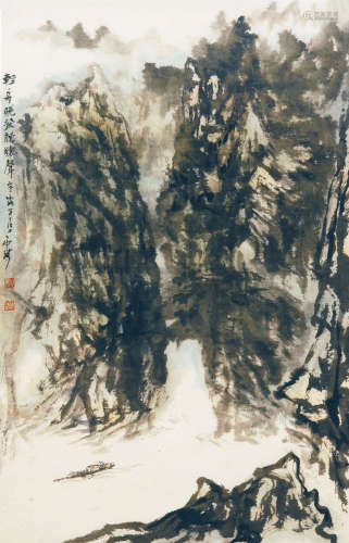 刘止庸（1910-1996） 青州晓发听猿声 设色纸本 镜心