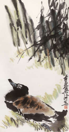 梁崎（1909-1996） 春江水暖 设色纸本 立轴