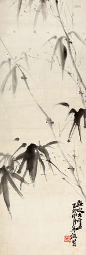 萧俊贤（1865-1949） 1915年 作 墨竹图 水墨纸本 托片