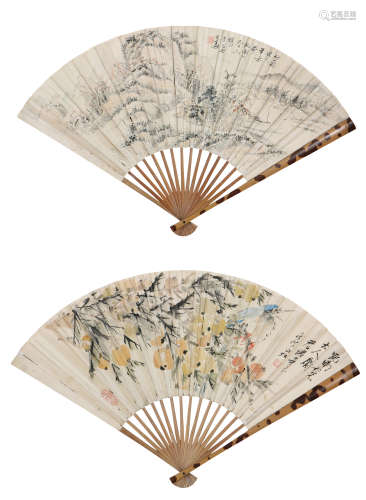 虚谷(1823-1896) 胡公寿(1823-1886) 松山图·枇杷