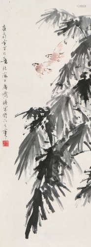 黄幻吾(1906-1985) 竹荫飞雀